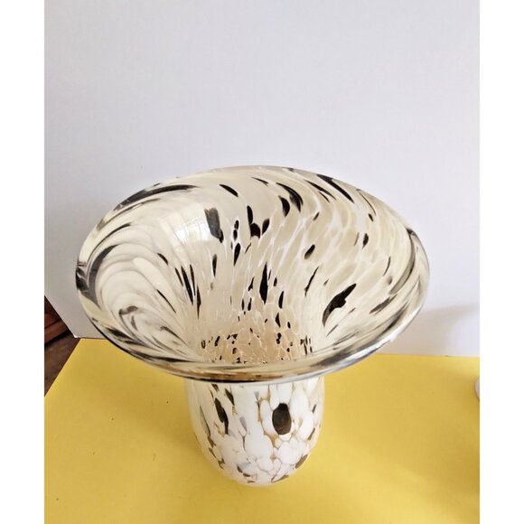 Todd Oldham Heavy Art Glass Vase White, Gold, Brown Mottle Design 12.5" - Picture 2 of 15